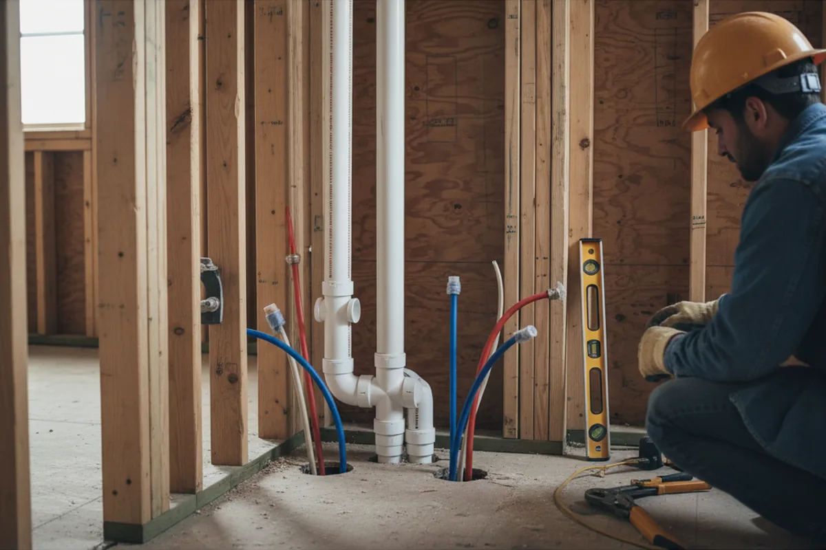 Drain and supply rough-in during Leak Detection in Linden